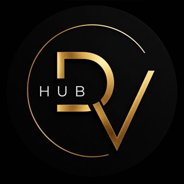 HUB DV — identidade em preto e dourado
